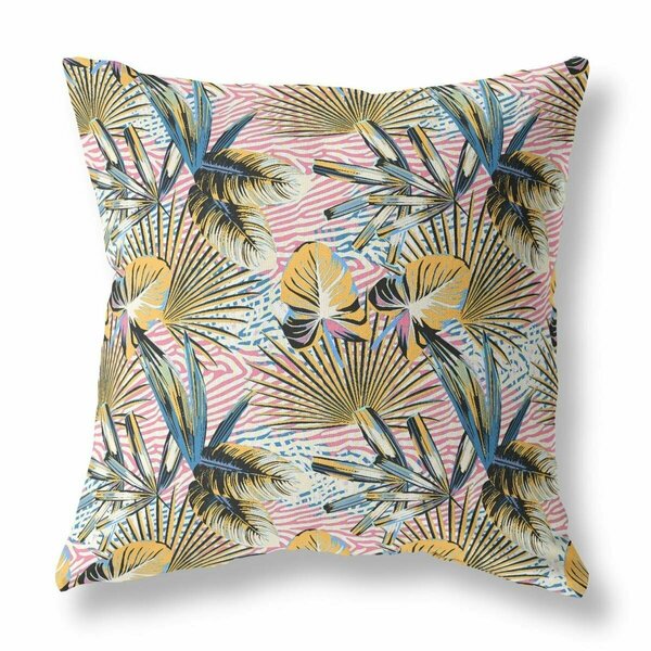 Palacedesigns 18 in. Tropical Indoor & Outdoor Throw Pillow Gold Blue & Pink PA3099525